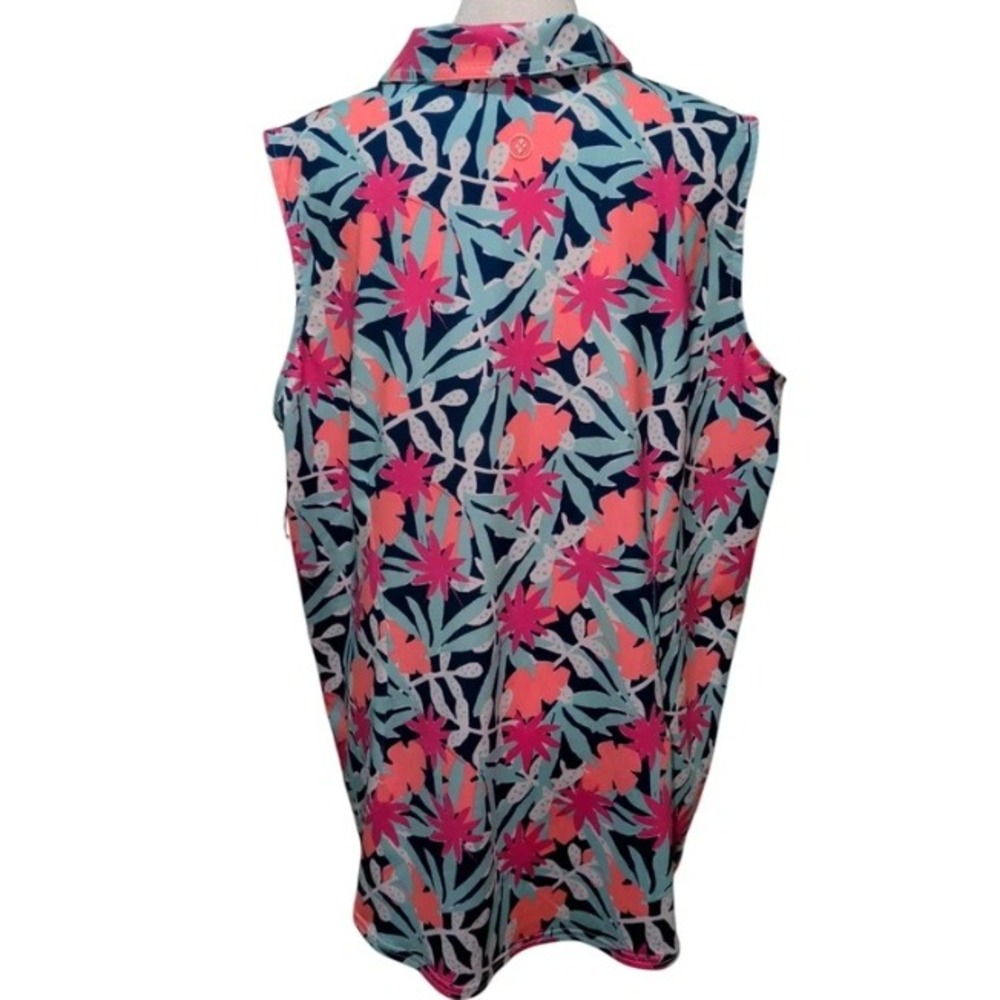 Jofit Sleeveless Golf Polo Womens XXL Multicolor Floral UPF 50+ NWT - Picture 2 of 5